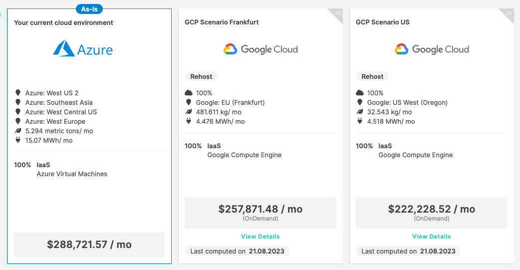 Cloud estate comparison between Azure and GCP